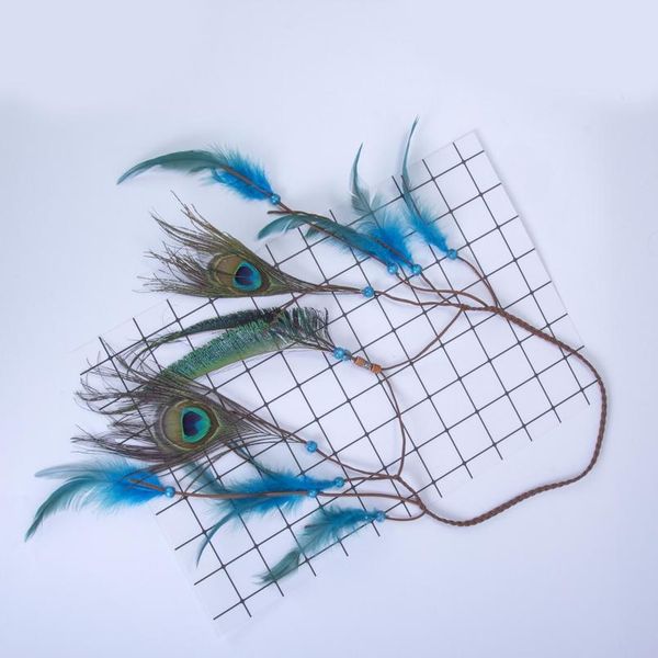 

feather head band awaytr feather headband hippie bohemian women blue feathers hippy female hair acc qylkbd