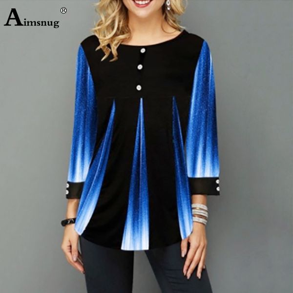 

aimsnug 2020 women new summer street hipster print blue 3/4 sleeve loose ladies tee shirt plus size 4xl 5xl female t-shirt y200412, White