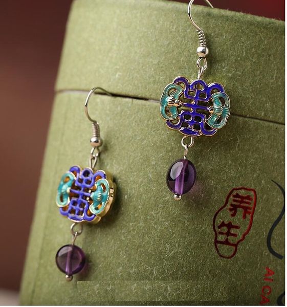 

2020 the new mori earrings of chinese style long earrings of light luxury and retro style. chinese cloisonne 173, Silver
