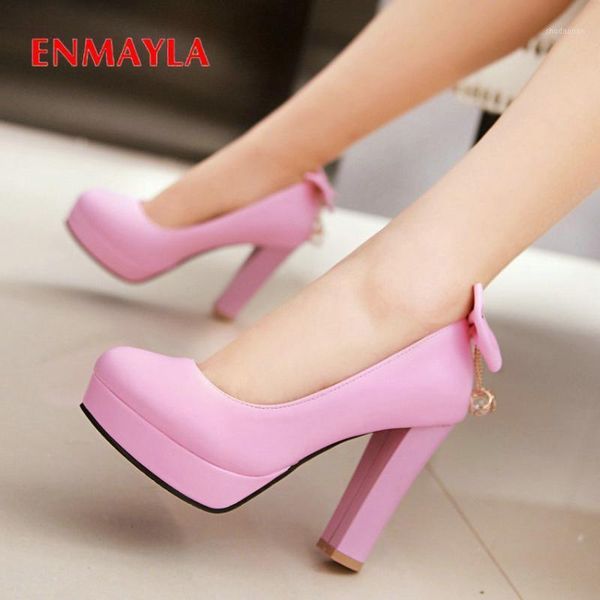 

dress shoes enmayla platforms round toe slip-on wedding pu fashion super high heels women crystal pumps1, Black