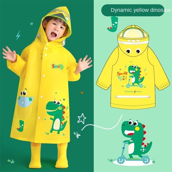 1-10 anos crianças crianças capoza de chuva meninos meninos meninas impermeável macacão com capuz desenhos animados dinossauro bebê raindwear e calças 220217