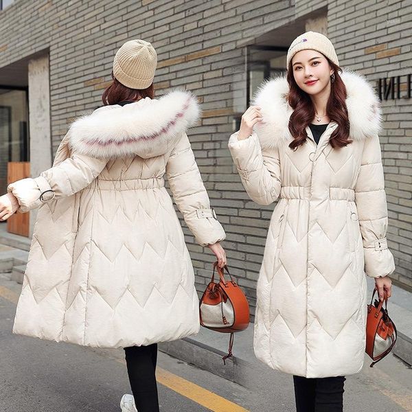 

winter jacket women 2019 korean version of the down cotton jacket hooded large fur collar parkas coat female large size1, Black