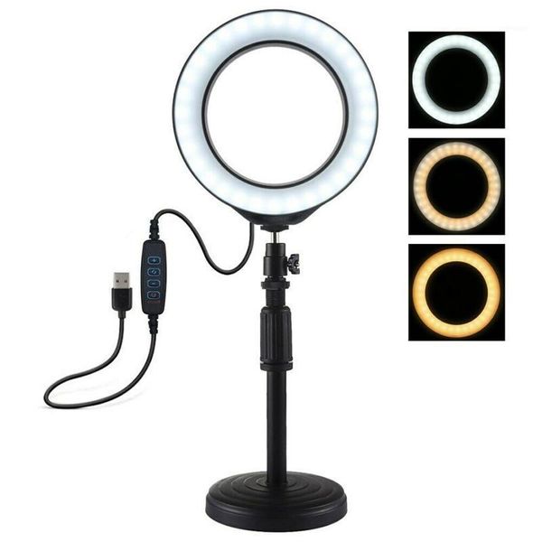 

puluz pu392 round base deskmount + usb dimmable led ring vlogging video light1