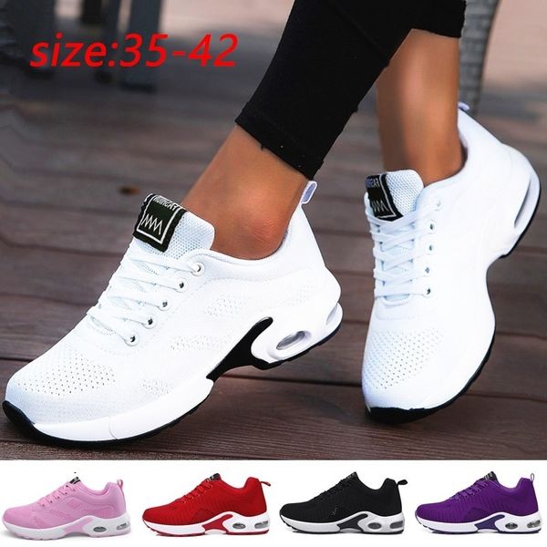

fashion women lightweight sneakers running shoes outdoor sports shoes breathable mesh comfort running shoes air cushion lace up, Black;white