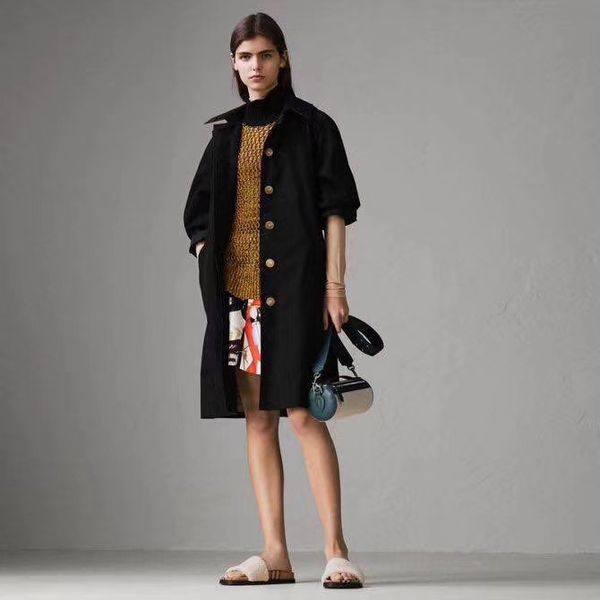 

2019 milan runway trench coats lapel neck long sleeve brand same style trench coats women designer coats 081701ak, Tan;black