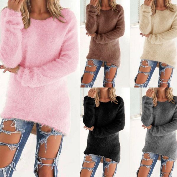 

sweater women fleece loose winter warm long sleeve sweater solid color large size casual pullover women sweater top, White;black