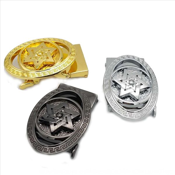 

rqiuu men's oval running hexagon automatic business men's automatic oval running hexagon automaticbelt beltbusiness belt, Slivery;black