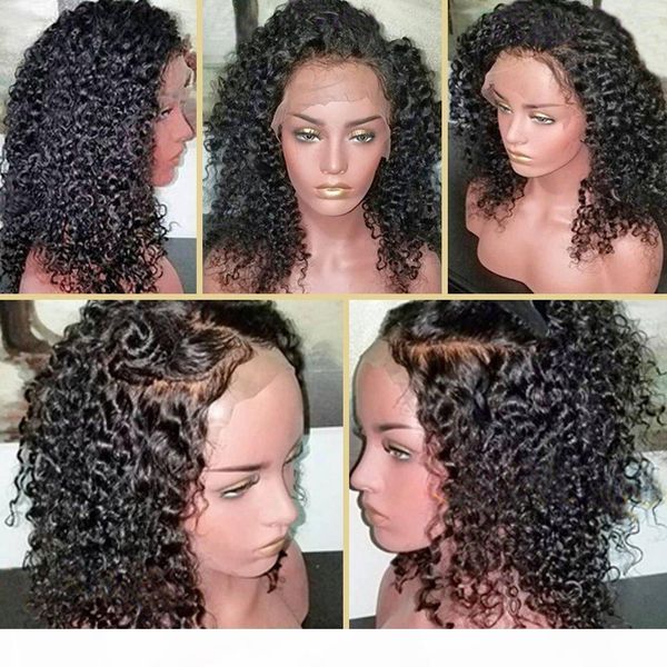 

360 lace frontal wig cap with baby hair curly brazilian virgin hair 100% unprocessed human hair wigs for black women 130% density 12inch, Black;brown