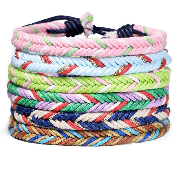 

charm bracelets handmade pure color woven rope bracelet women men ins braided adjustable string, Golden;silver