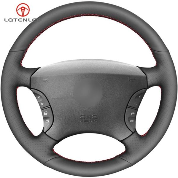 

lqtenleo black artificial leather car steering wheel cover for s-class w220 s500 s600 s430 s350 w215 2000-2005