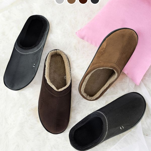 

short plush warm house man comfort non-slip winter home soft slippers fur men casual shoes big size 4950, Black;red