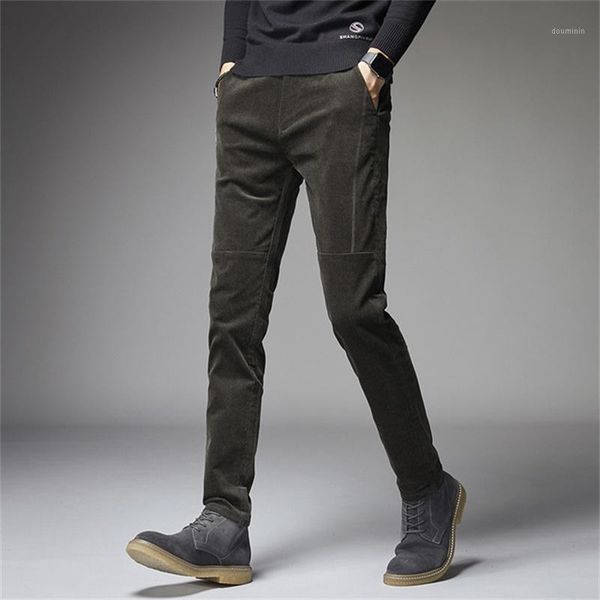 

2019 men's fall winter new corduroy casual pants slim youth multicolor pants1, Black