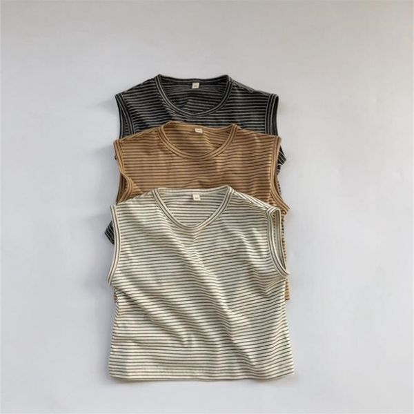 

new style girls boys striped vest summer cotton fashion kids 1-7 years hv975 y200901, Camo