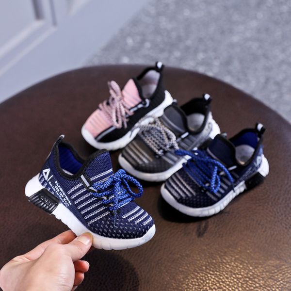 

spring/autumn children shoes toddler girls boys sneakers mesh breathable sport shoes fashion kids shoes eu 21-30 lj200907, Black