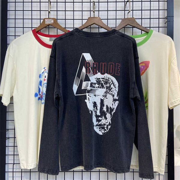 

men's hoodies long loose electric rap casual hall yeah sleeve print t-shirt, Black