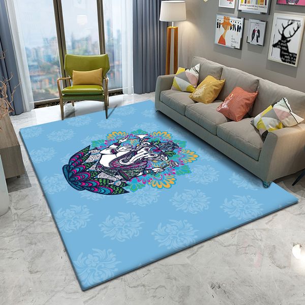 

dropshipping bohemian style mandala pattern carpet non-slip bath mat soft fluffy flannel living room bedroom decorative carpet