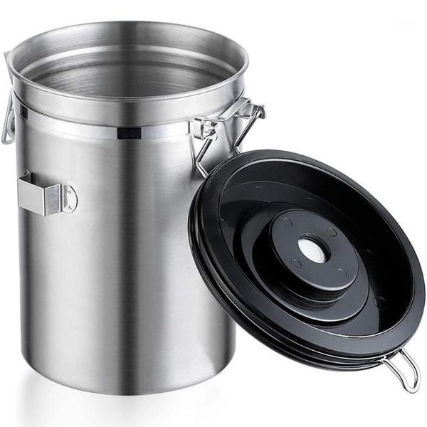 

stainless steel coffee container kitchen storage airtight canister for coffee beans sealed tank with spoon1