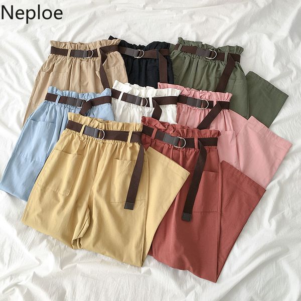 

neploe spring summer high waist cargo pants pantalon femme streetwear solid loose cotton trouser korean women jogges sweatpants 1017, Black;white
