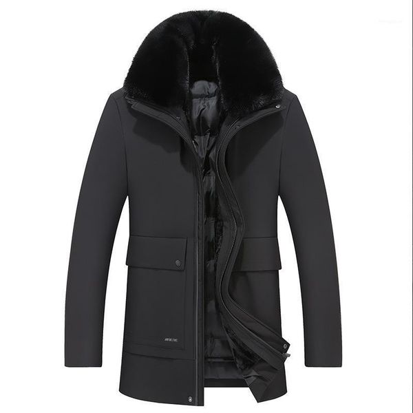 

detachable bladder down cotton-padded jacket in the winter men long heavy hair get upset dad older big yards1, Black