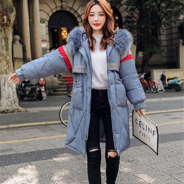 

women's down & parkas 2021 winter jacket women korean hooded fur collar cotton jackets women's casual thick warm f10701, Black