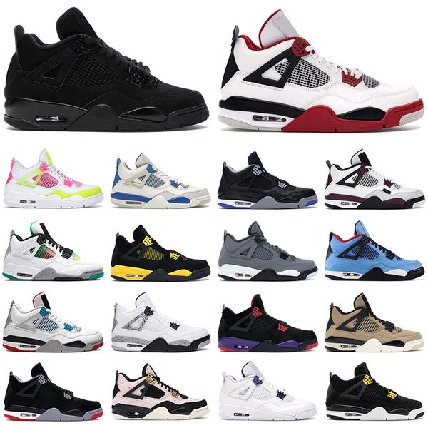 

mens shoes 4s jumpman 4 black cat metallic purple cactus jack what the white cement military blue men women trainers sneakers