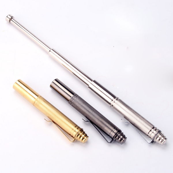 

personal tactical pen self defense pen tool three section telescopic pole stainless steel 3-section portable self-defense pen, Silver