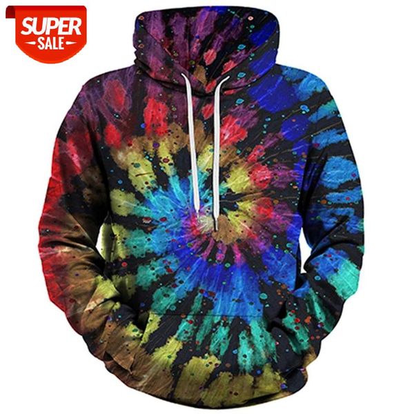 

hip hop hoodies men's fashion printing tie dyed casual hooded sweatshirt men streetwear wild loose camo hoodie mens hoody #oo1i, Black