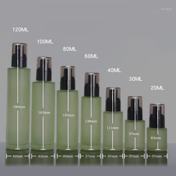 

storage bottles & jars 2oz green frosted round cosmetic bottle with lotion/spray pump 60ml1