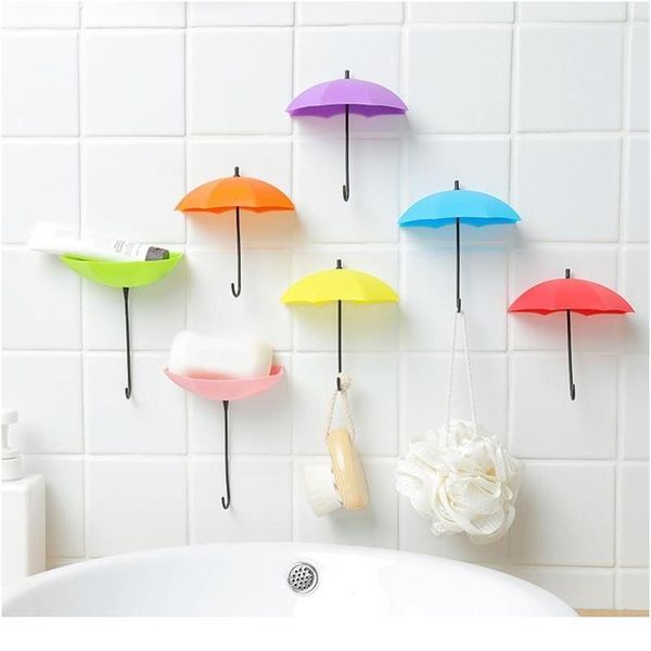 

3pcs umbrella shape hook wall adhesive-nail hook clothes hanger hook home key bathroom kitchen sticky rack wmthog