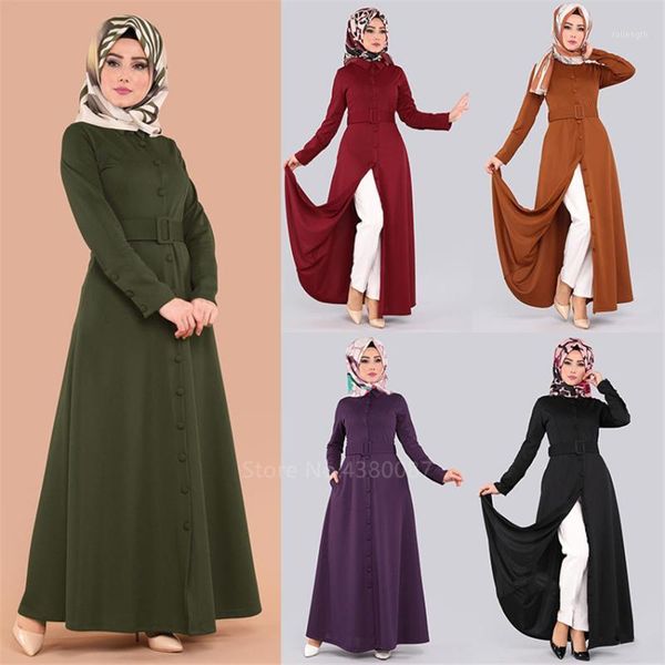 

fashion islamic traditional clothing for women female fancy muslim duiba abaya kaftan dress caftan shirt belt robe hijab dress1, Red