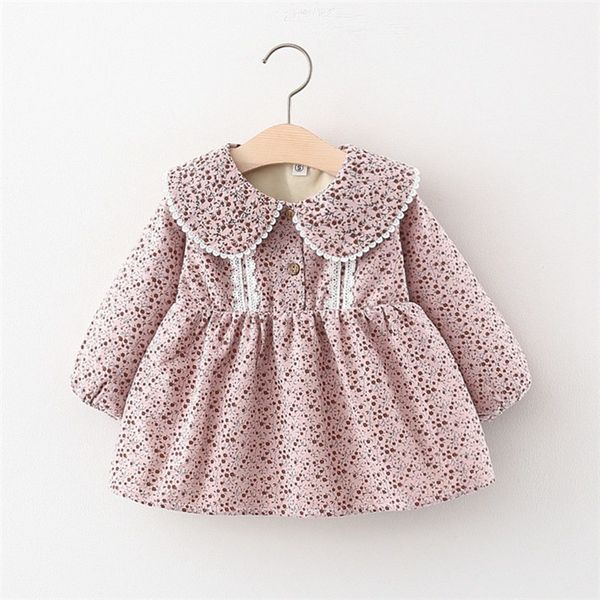 

2020 outfits autumn winter girls kids princess dress lace flora velvet long sleeve children baby infants dresses vestidos s11616 1023, Red;yellow