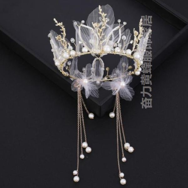 

bridal goddess crown lady 18-year-old mori gift marriage super fairy atmosphere headdress wedding hair ornament, Silver