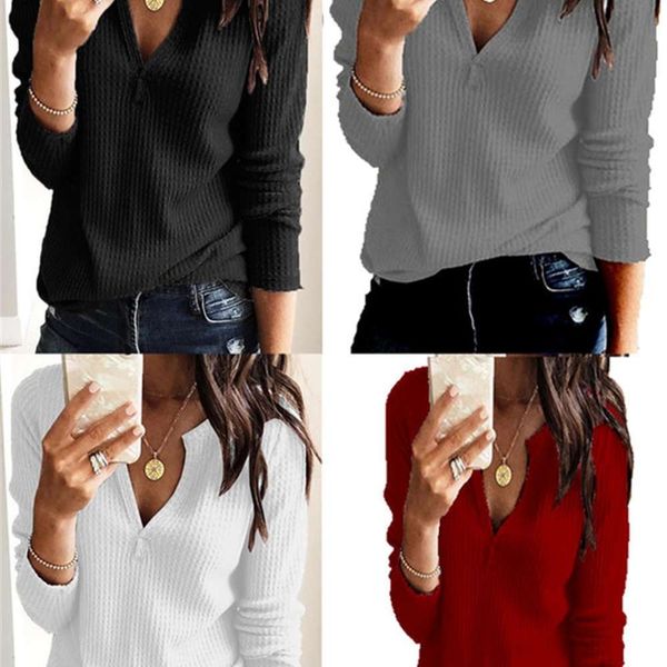 

women's spring new and net autumn red v-neck long sleeve t-shirt 977#, Black;gray