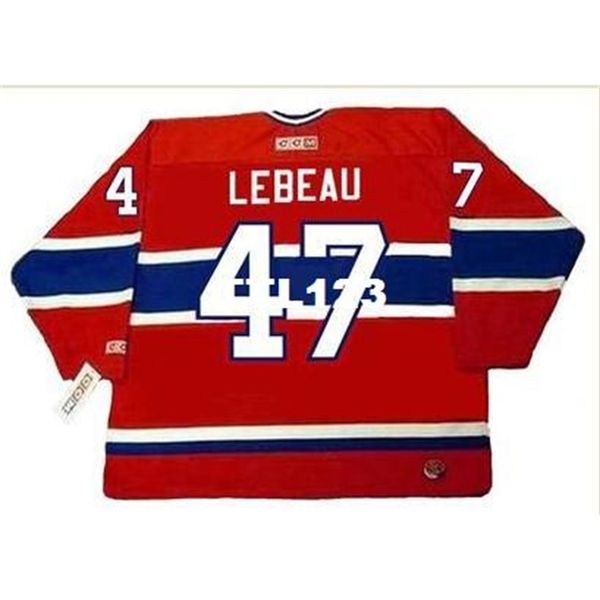 

men #47 stephan lebeau montreal canadiens 1990 1993 ccm away hockey jersey or custom any name or number retro jersey, Black