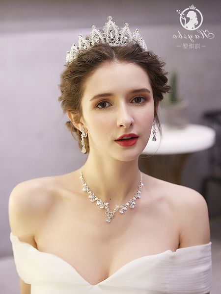 

iluxury crown style bridal european headdress atmosphere white dress accessories female ceremony beauty baroque wedding hair, Silver