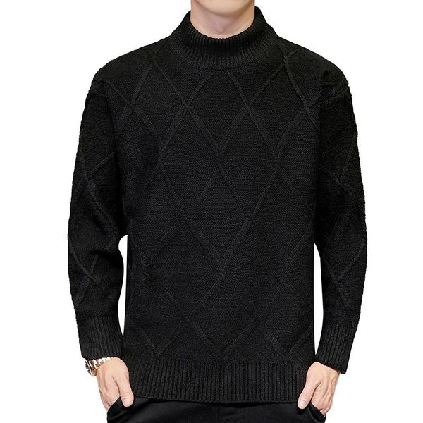 

2021 mens sweater half high neck spring autumn korean trendy sweater mens long sleeved bottoming shirt sweaters men pullovers, White;black