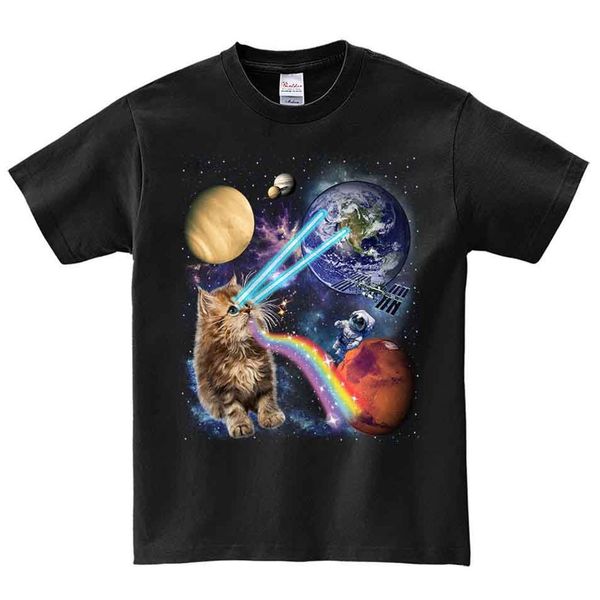 

sport fluffy kitten shooting laser rainbow space galaxy cat men women kids short sleeve tee shirt printstartee graphic japan gift