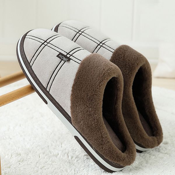 

winter slippers for women plus size 12-18 warm non slip gingham home shoes female 2020 new suede fashion soft fur slippers women x1020, Black