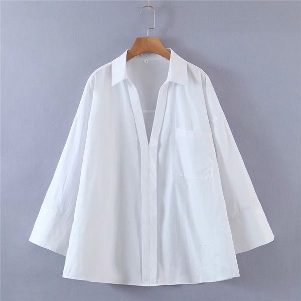 

new white oversize sleeve female 2021 fall poplin long shirt women fashion asymmetric hem chic woman blouse 7121