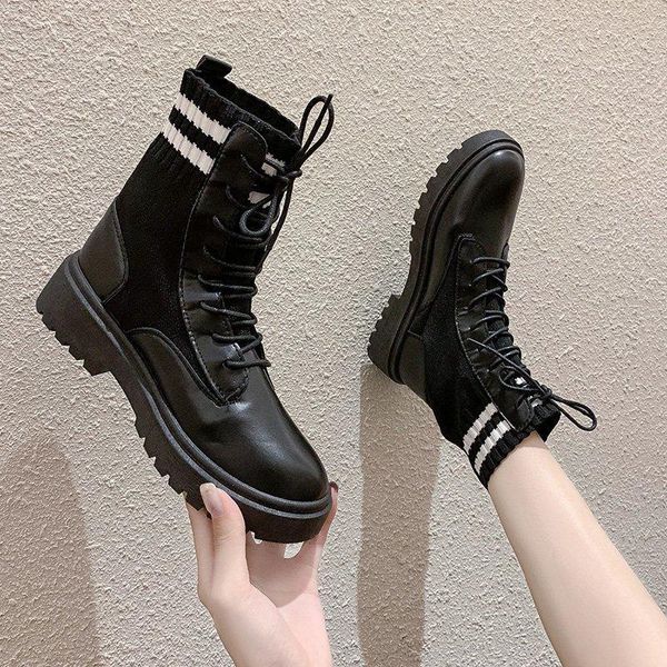 

woman flat boots boots-women women's rubber shoes rain round toe booties ladies low 2020 ankle black rock solid