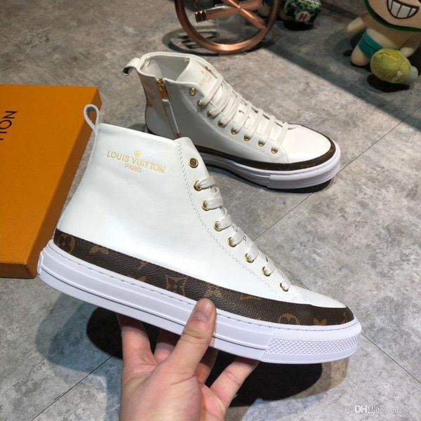 

2020 zapatos de diseÃ±ador para hombre white leather with gold lettering high luxury brands casual shoes plate-forme walking shoes, Black