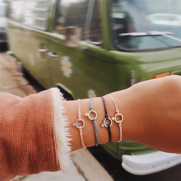 

handmade rope bracelets set for women coated braided wrap boho jewelry gift, Black