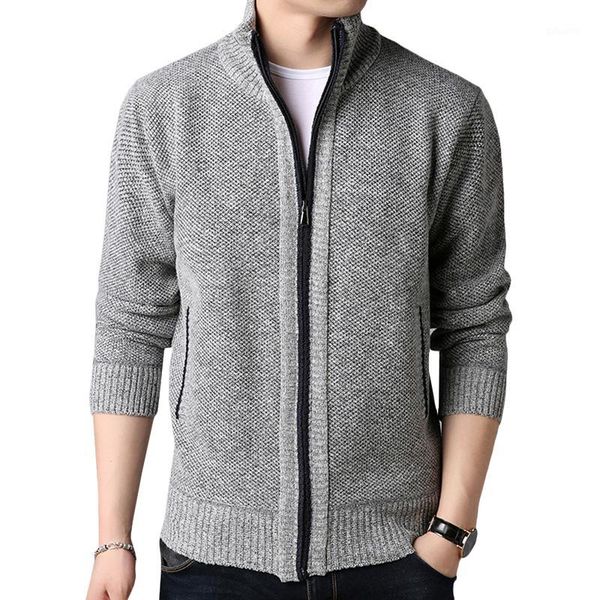 

zipper cardigan coat men clothing pocket cardigan knitwear sweater men coat autumn winter solid long sleeves men's sweater1, White;black
