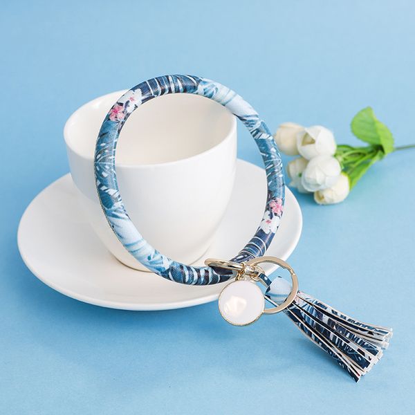 

pu leather wrap wristbands key chains rainbow color bracelet keys ring tassel charms bangles buckles selling 10 5cha l1