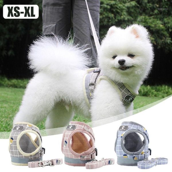 

no-pull dog cat harness reflective adjustable small medium mesh jacket pet ves1