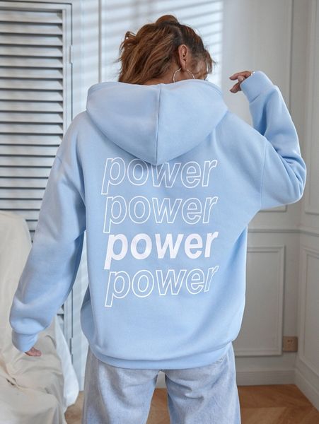 

letter graphic drop shoulder thermal lined hoodie j6p0#, White;black