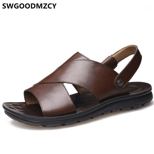 

mens sandals summer leather sandals men designer shoes men open shoes sandalias hombre erkek ayakkabi chaussure homme1, Black
