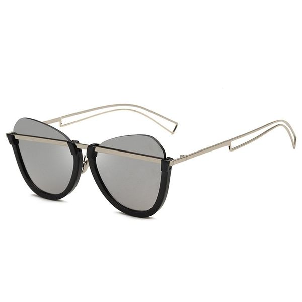 

eyeglasses sale new elegant female women's ocean design, half edge metal sunglasses, plastic sunglasses 8347, White;black