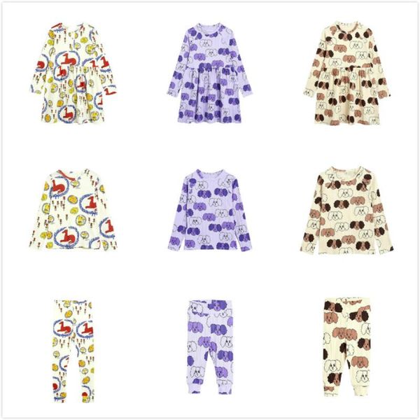 

pre-sale ins new spring and summer 2021 new children's suit mini boys and girls t-shirt leggings full print dress homewear sets, White