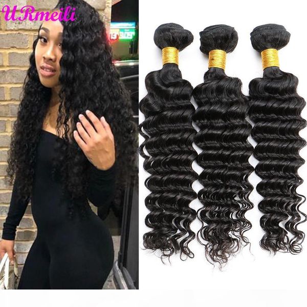 

peruvian virgin hair deep wave bundles 32 30 inch bundles human hair remy deep weave bundles hair extension, Black